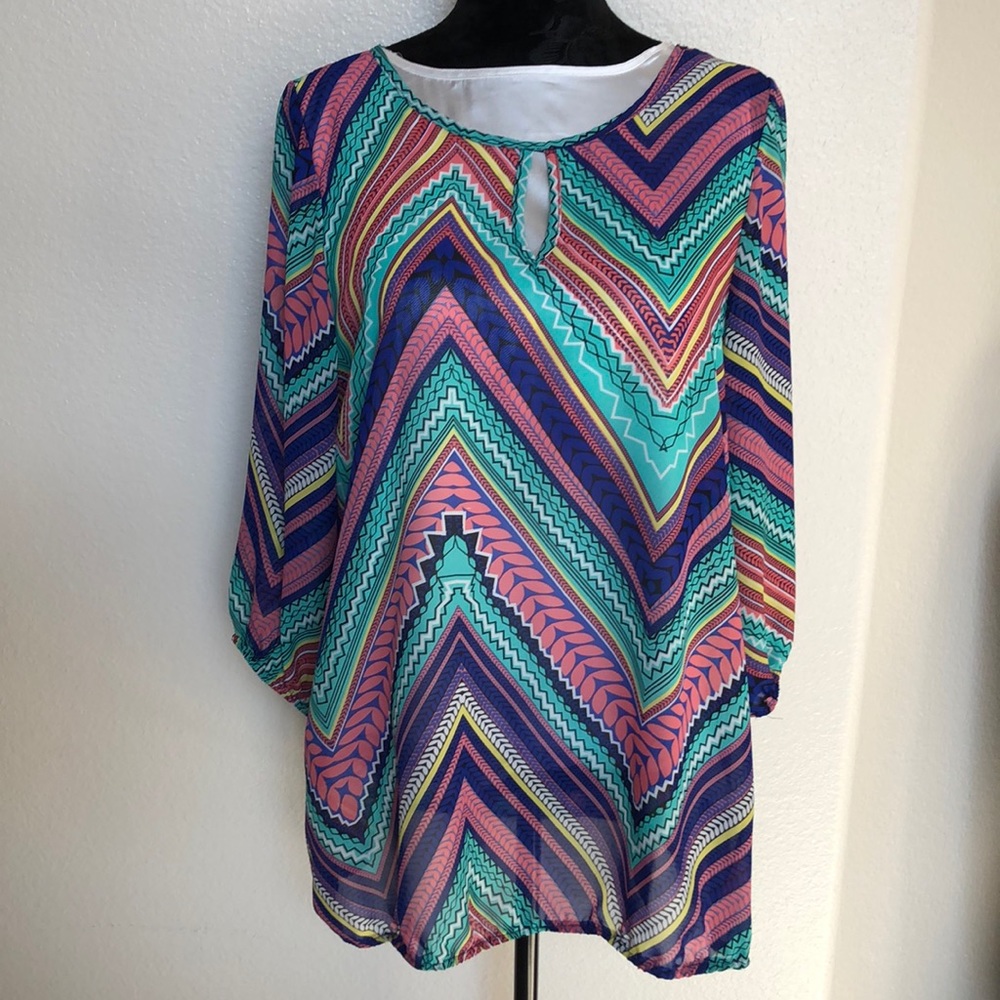 Sheer Blouse with 3/4 Sleeves